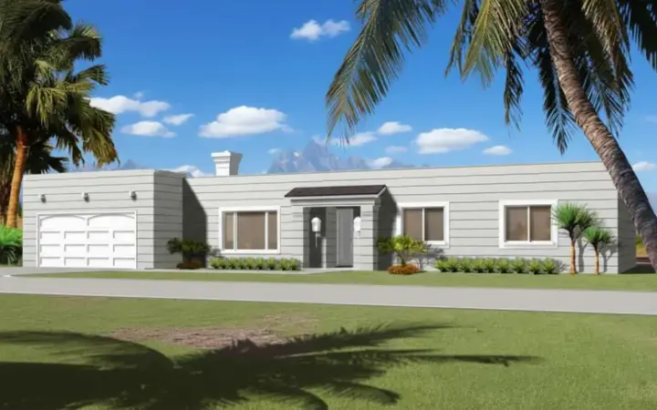Santa Fe house plans 41-453 - front exterior, 1,616 sq ft, 3 bed, 2 bath house plans | Monster House Plans
