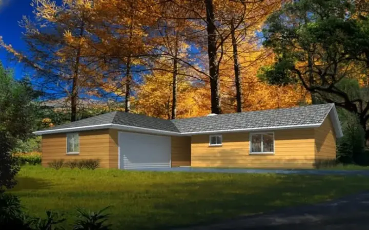 Traditional house plans 41-455 - front exterior, 1,624 sq ft, 3 bed, 2 bath house plans | Monster House Plans