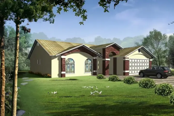 Traditional house plans 41-460 - front exterior, 1,630 sq ft, 3 bed, 2 bath house plans | Monster House Plans
