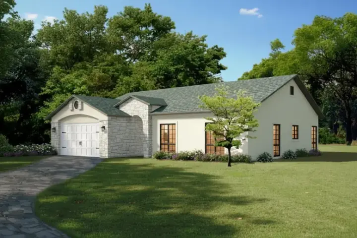 Traditional house plans 41-463 - front exterior, 1,633 sq ft, 3 bed, 2 bath house plans | Monster House Plans
