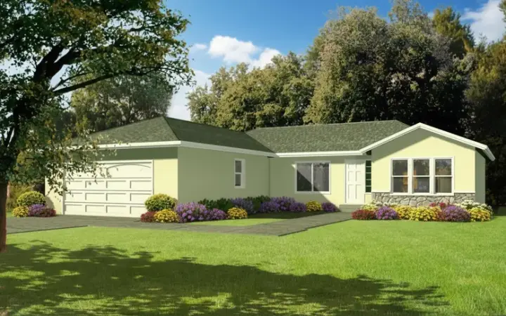 Traditional house plans 41-469 - front exterior, 1,648 sq ft, 3 bed, 2 bath house plans | Monster House Plans