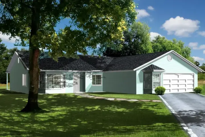 Traditional house plans 41-472 - front exterior, 1,652 sq ft, 4 bed, 2 bath house plans | Monster House Plans
