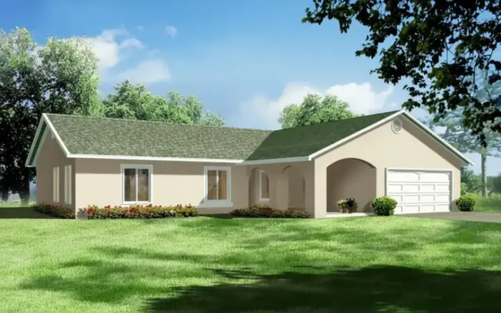 Traditional house plans 41-475 - front exterior, 1,658 sq ft, 3 bed, 2 bath house plans | Monster House Plans