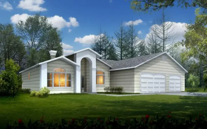 Traditional house plans 41-482 - front exterior, 1,665 sq ft, 3 bed, 2 bath house plans | Monster House Plans