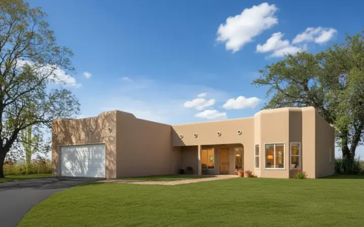 Santa Fe house plans 41-488 - front exterior, 1,670 sq ft, 3 bed, 2 bath house plans | Monster House Plans