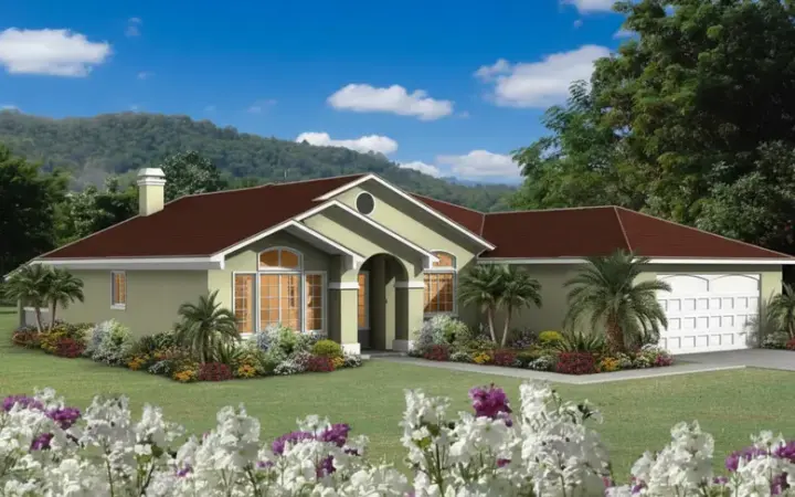 Traditional house plans 41-490 - front exterior, 1,673 sq ft, 3 bed, 2 bath house plans | Monster House Plans