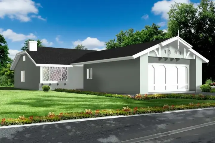 Traditional house plans 41-491 - front exterior, 1,679 sq ft, 3 bed, 2 bath house plans | Monster House Plans