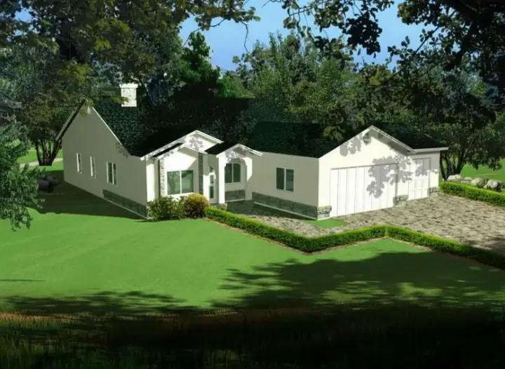 Traditional house plans 41-499 - front exterior, 1,688 sq ft, 4 bed, 2 bath house plans | Monster House Plans