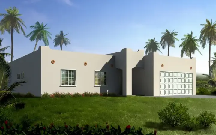 Santa Fe house plans 41-503 - front exterior, 1,694 sq ft, 3 bed, 2 bath house plans | Monster House Plans