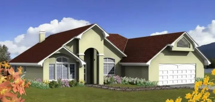 European house plans 41-512 - front exterior, 1,697 sq ft, 3 bed, 2 bath house plans | Monster House Plans