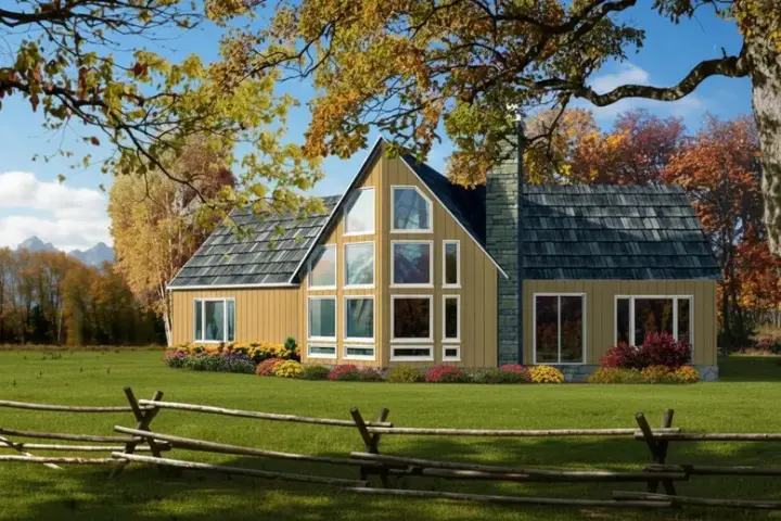 Contemporary house plans 41-513 - front exterior, 1,697 sq ft, 3 bed, 2 bath house plans | Monster House Plans