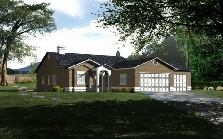 Traditional house plans 41-515 - front exterior, 1,698 sq ft, 4 bed, 2 bath house plans | Monster House Plans