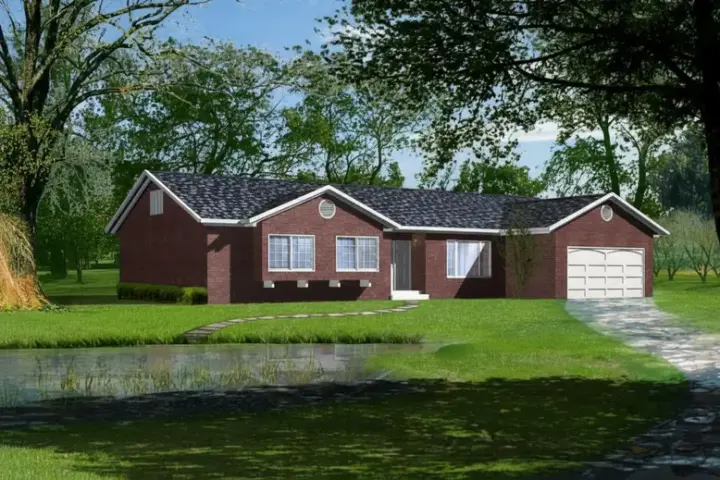 Traditional house plans 41-516 - front exterior, 1,699 sq ft, 3 bed, 2 bath house plans | Monster House Plans