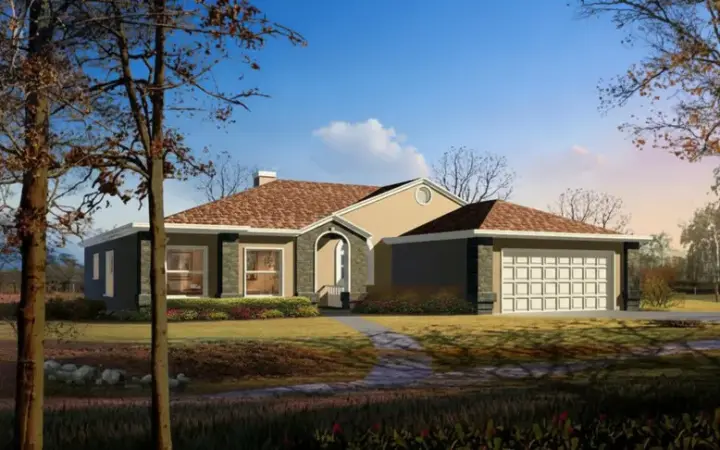 Traditional house plans 41-521 - front exterior, 1,718 sq ft, 3 bed, 2 bath house plans | Monster House Plans