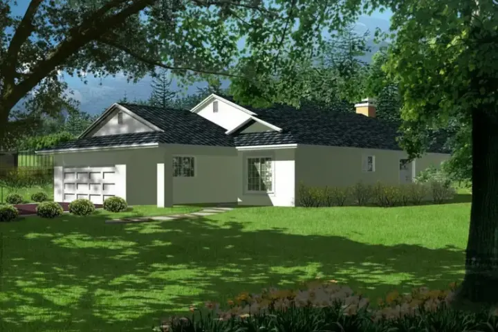 Traditional house plans 41-523 - front exterior, 1,719 sq ft, 4 bed, 2 bath house plans | Monster House Plans