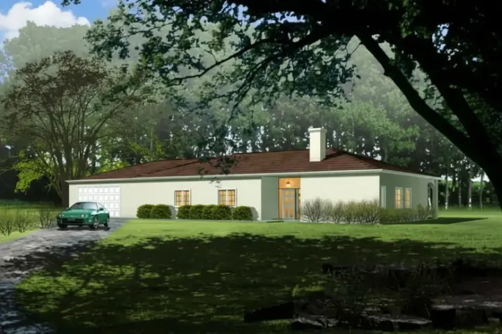 Traditional house plans 41-525 - front exterior, 1,720 sq ft, 4 bed, 2 bath house plans | Monster House Plans