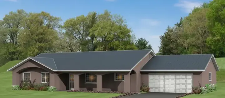 Southwest house plans 41-527 - front exterior, 1,722 sq ft, 4 bed, 2 bath house plans | Monster House Plans