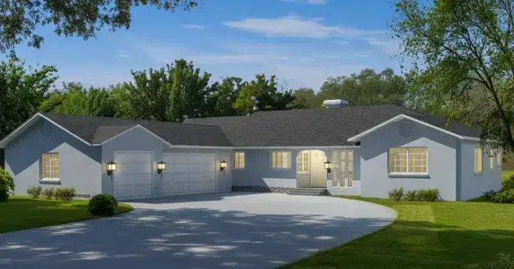 Traditional house plans 41-529 - front exterior, 1,724 sq ft, 3 bed, 2 bath house plans | Monster House Plans