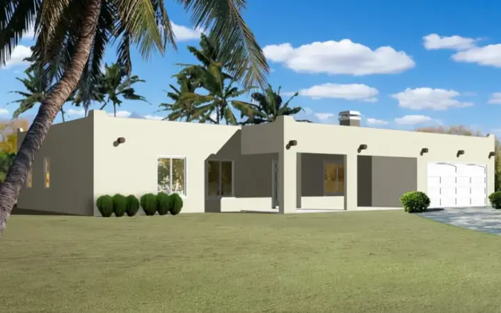 Santa Fe house plans 41-535 - front exterior, 1,740 sq ft, 3 bed, 2 bath house plans | Monster House Plans