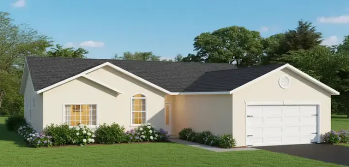Ranch house plans 41-536 - front exterior, 1,750 sq ft, 4 bed, 2 bath house plans | Monster House Plans