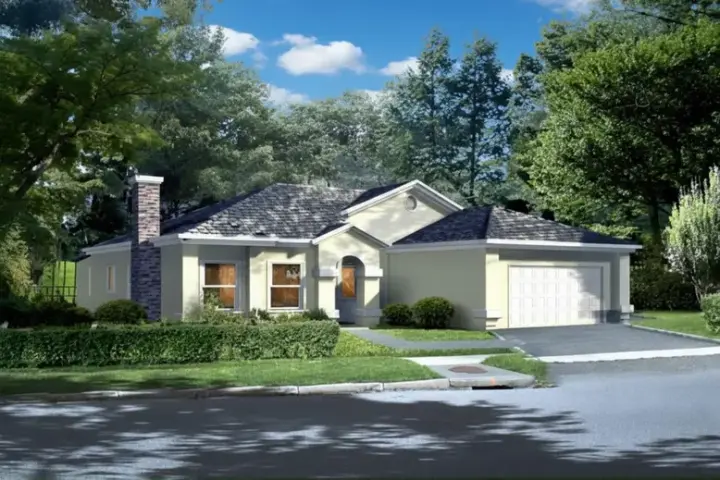 Southwest house plans 41-537 - front exterior, 1,752 sq ft, 3 bed, 2 bath house plans | Monster House Plans