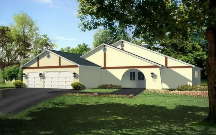 Sunbelt house plans 41-544 - front exterior, 1,764 sq ft, 3 bed, 2 bath house plans | Monster House Plans