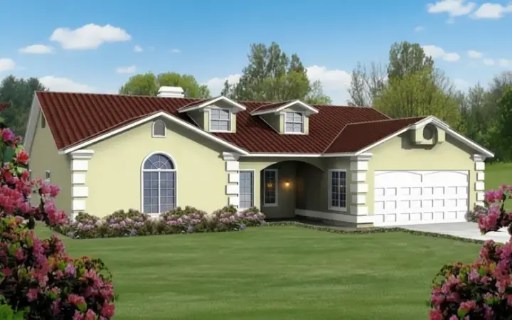European house plans 41-555 - front exterior, 1,793 sq ft, 3 bed, 2 bath house plans | Monster House Plans