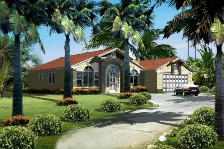 Mediterranean house plans 41-563 - front exterior, 1,808 sq ft, 4 bed, 2 bath house plans | Monster House Plans