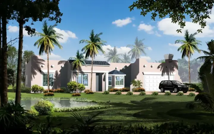 Santa Fe house plans 41-570 - front exterior, 1,822 sq ft, 3 bed, 2 bath house plans | Monster House Plans