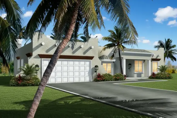 Santa Fe house plans 41-572 - front exterior, 1,823 sq ft, 3 bed, 2 bath house plans | Monster House Plans