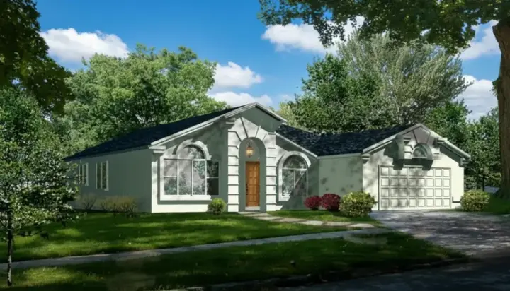European house plans 41-577 - front exterior, 1,831 sq ft, 4 bed, 2 bath house plans | Monster House Plans