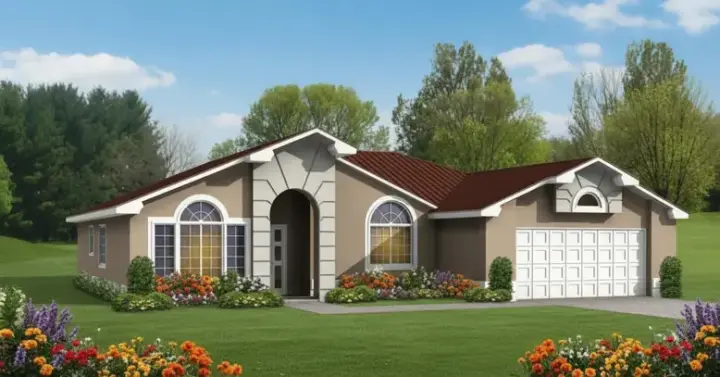 European house plans 41-578 - front exterior, 1,831 sq ft, 4 bed, 2 bath house plans | Monster House Plans