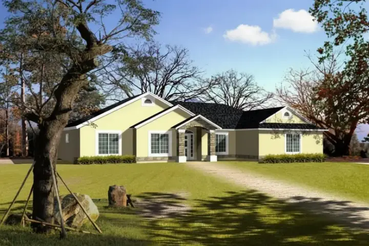 Traditional house plans 41-580 - front exterior, 1,843 sq ft, 4 bed, 2 bath house plans | Monster House Plans