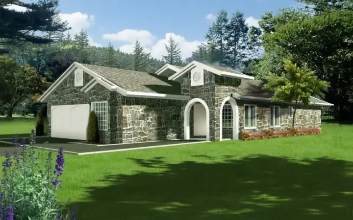 European house plans 41-588 - front exterior, 1,861 sq ft, 4 bed, 2 bath house plans | Monster House Plans