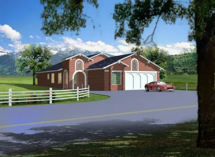Traditional house plans 41-589 - front exterior, 1,861 sq ft, 3 bed, 2 bath house plans | Monster House Plans