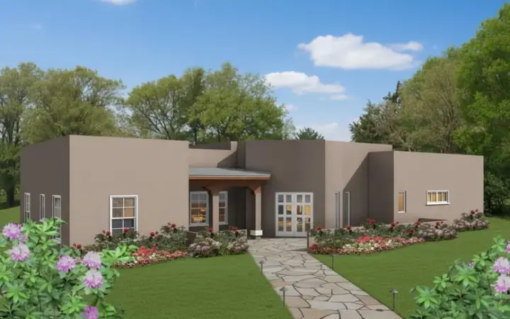 Santa Fe house plans 41-590 - front exterior, 1,861 sq ft, 3 bed, 2 bath house plans | Monster House Plans