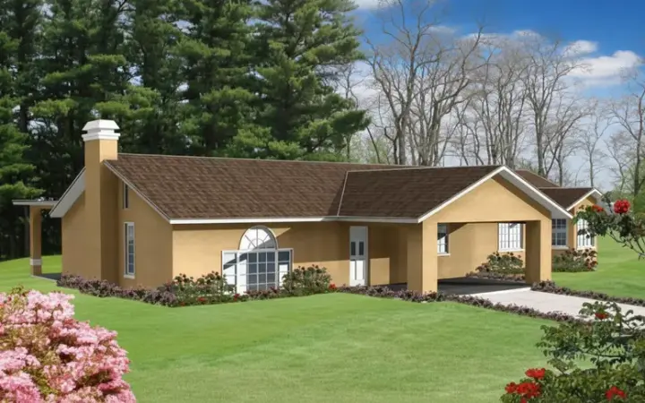 Southwest house plans 41-595 - front exterior, 1,868 sq ft, 2 bed, 2 bath house plans | Monster House Plans
