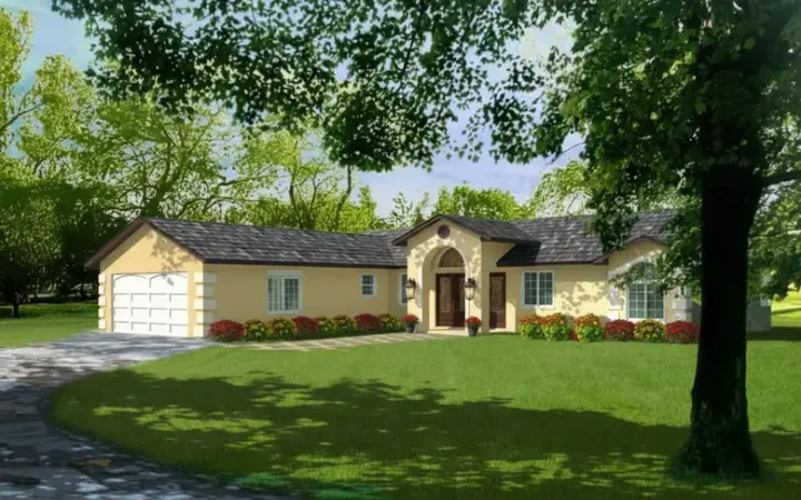 Traditional house plans 41-596 - front exterior, 1,868 sq ft, 4 bed, 2 bath house plans | Monster House Plans