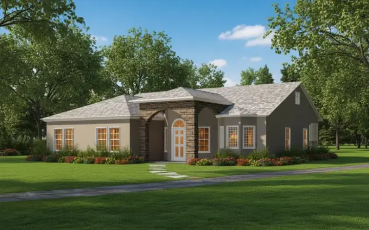Traditional house plans 41-599 - front exterior, 1,873 sq ft, 3 bed, 2 bath house plans | Monster House Plans