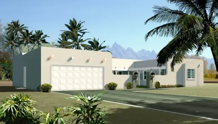Santa Fe house plans 41-600 - front exterior, 1,874 sq ft, 3 bed, 2 bath house plans | Monster House Plans
