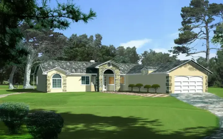 Traditional house plans 41-611 - front exterior, 1,889 sq ft, 4 bed, 2 bath house plans | Monster House Plans