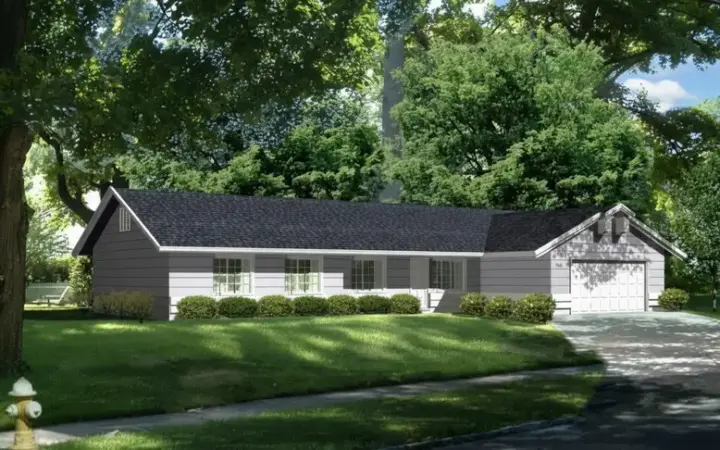 Traditional house plans 41-616 - front exterior, 1,893 sq ft, 4 bed, 2 bath house plans | Monster House Plans