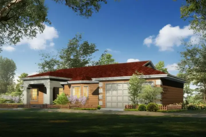 Southwest house plans 41-617 - front exterior, 1,895 sq ft, 4 bed, 2 bath house plans | Monster House Plans