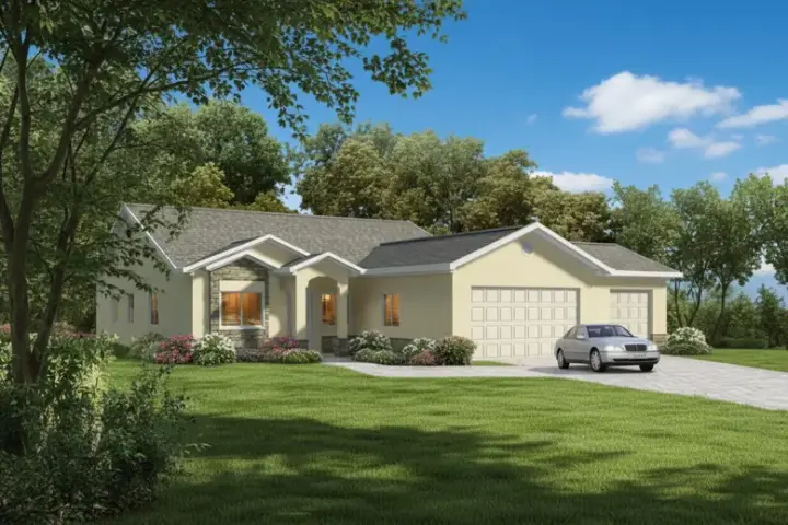 Traditional house plans 41-620 - front exterior, 1,895 sq ft, 4 bed, 2 bath house plans | Monster House Plans