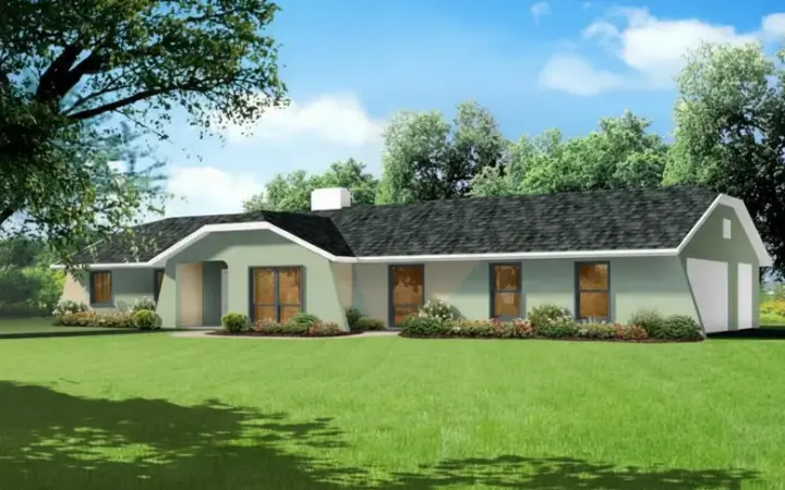 Southwest house plans 41-636 - front exterior, 1,926 sq ft, 3 bed, 2 bath house plans | Monster House Plans