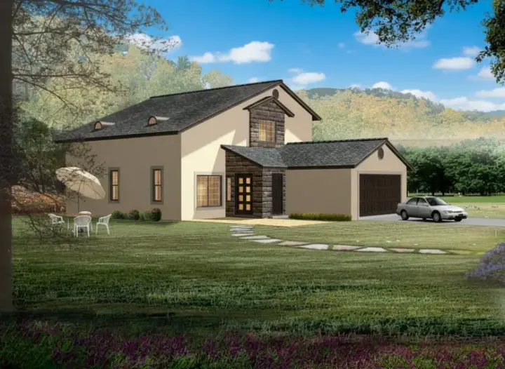 Contemporary house plans 41-659 - front exterior, 1,968 sq ft, 4 bed, 3 bath house plans | Monster House Plans
