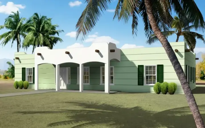 Santa Fe house plans 41-660 - front exterior, 1,972 sq ft, 3 bed, 2 bath house plans | Monster House Plans