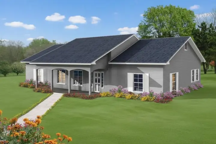 Southwest house plans 41-661 - front exterior, 1,972 sq ft, 3 bed, 3 bath house plans | Monster House Plans