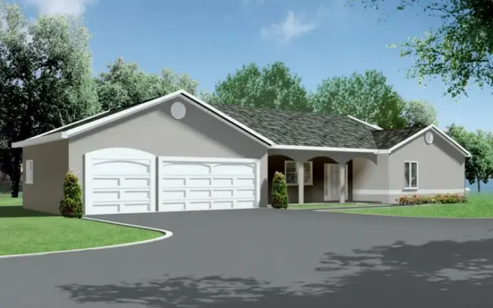 Southwest house plans 41-664 - front exterior, 1,975 sq ft, 3 bed, 2 bath house plans | Monster House Plans