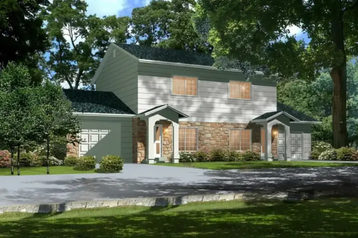 Traditional house plans 41-668 - front exterior, 1,976 sq ft, 2 bed, 1 bath house plans | Monster House Plans